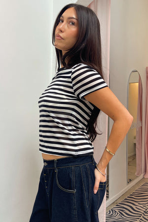 Don't Speak Black and White Stripe Basic Tee