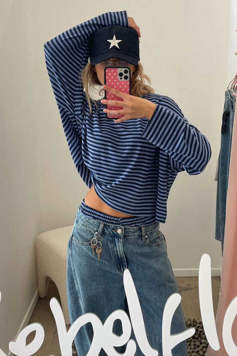 Rush Hour Blue Stripe Long Sleeve Top