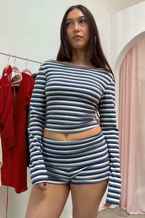 Fully Booked Blue Stripe Long Sleeve Top