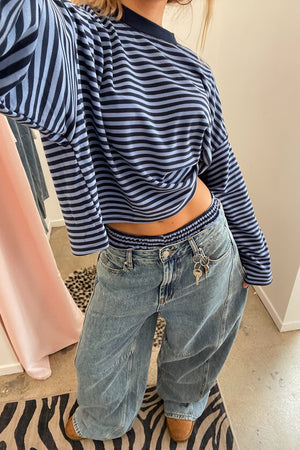 Rush Hour Blue Stripe Long Sleeve Top