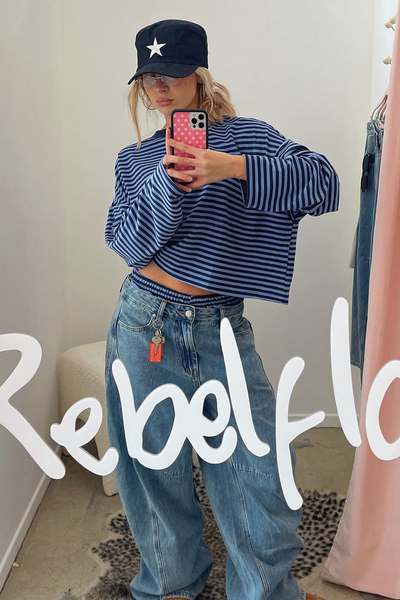 Rush Hour Blue Stripe Long Sleeve Top