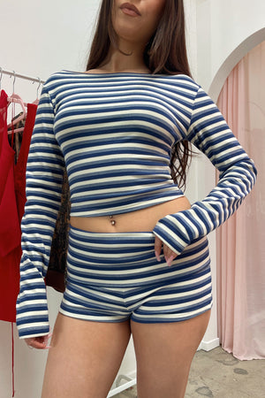 Fully Booked Blue Stripe Long Sleeve Top