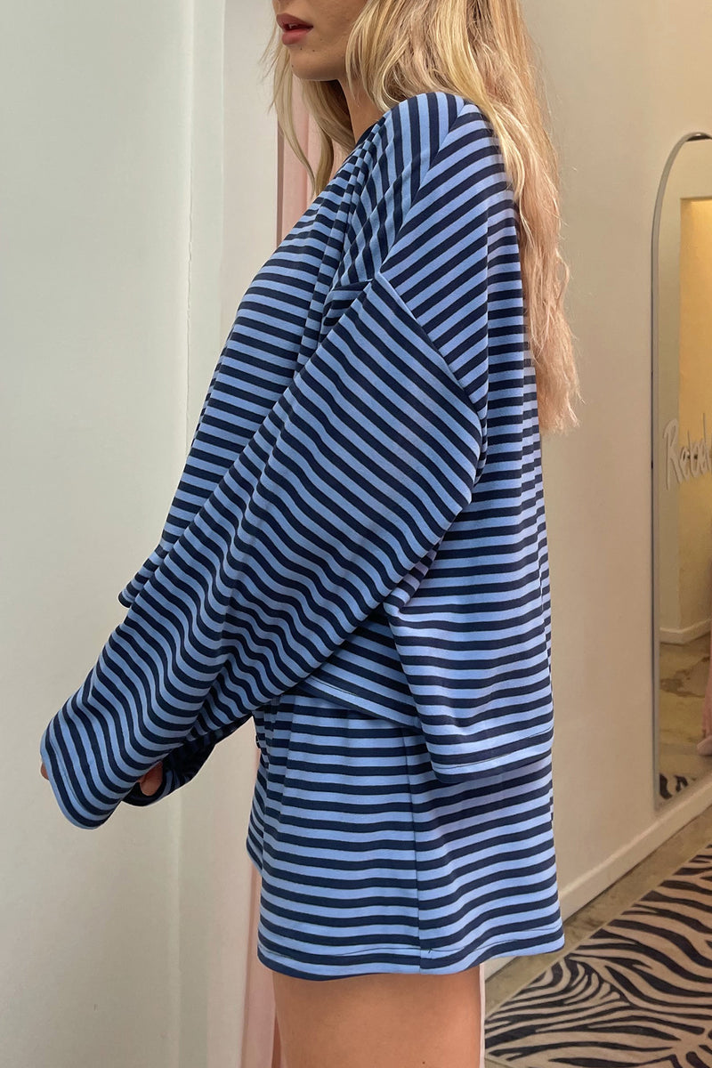 Rush Hour Blue Stripe Long Sleeve Top