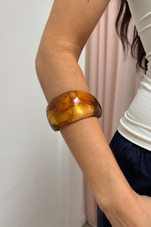 Tan Marble Translucent Irregular Resin Bangle