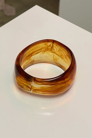 Tan Marble Translucent Irregular Resin Bangle