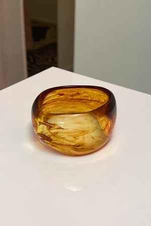 Yellow and Tan Marble Translucent Thick Irregular Resin Bangle