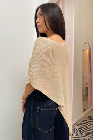 Marrakesh Tan Shimmer Asymmetrical Poncho