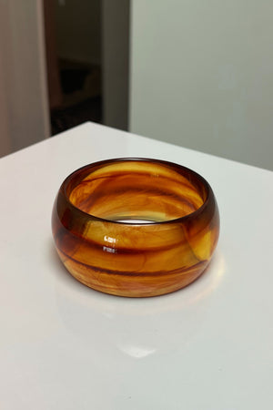 Yellow and Tan Marble Translucent Thick Resin Bangle