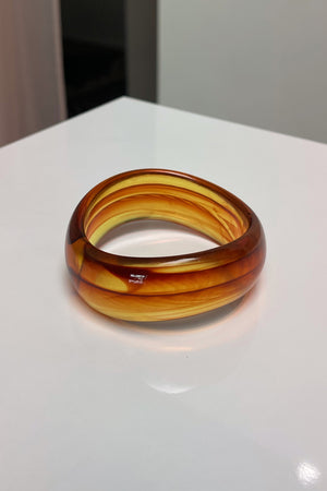 Yellow and Tan Marble Translucent Thin Irregular Resin Bangle