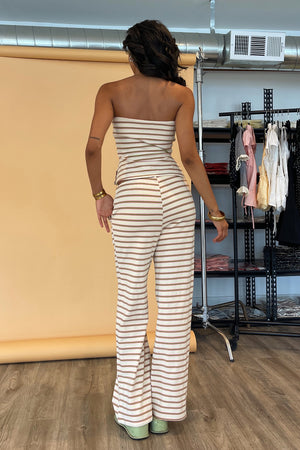 Palm Springs Cream with Pink and Green Stripe Terry Pants