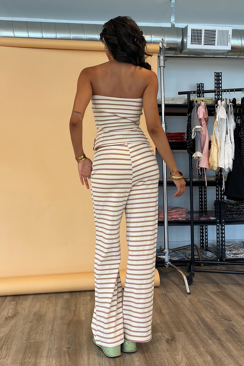 Palm Springs Cream with Pink and Green Stripe Terry Pants