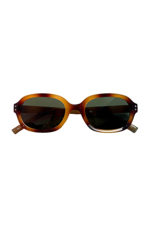 30 Tortoise with Green Lens Rounded Square Sunnies