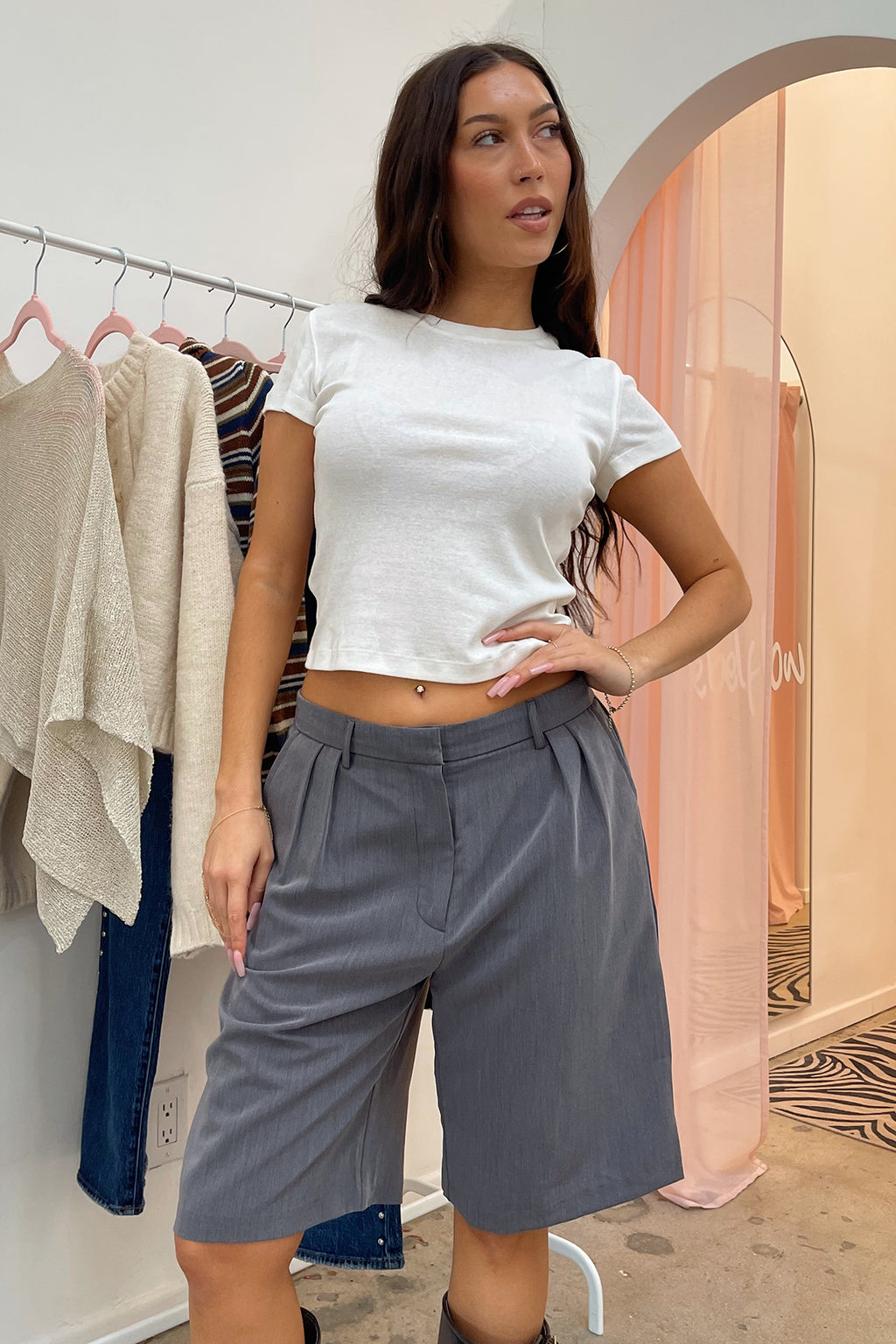 On the Clock Grey Trouser Jorts