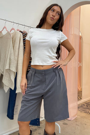 On the Clock Grey Trouser Jorts