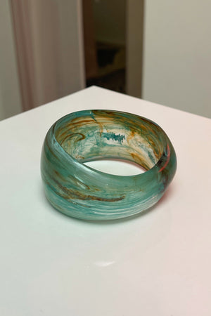 Turquoise Marble Translucent Thick Irregular Resin Bangle
