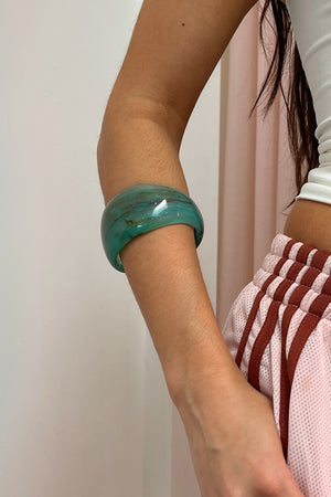 Turquoise Marble Translucent Thick Irregular Resin Bangle