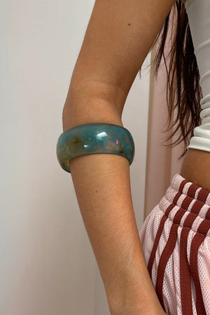 Turquoise Marble Translucent Thick Resin Bangle