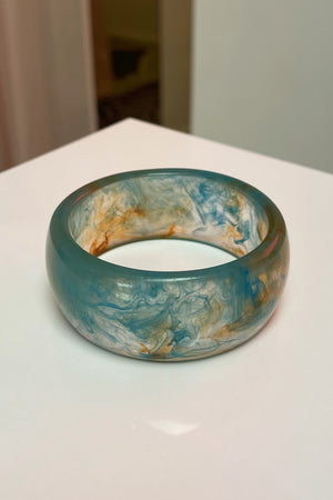 Turquoise Marble Translucent Thick Resin Bangle
