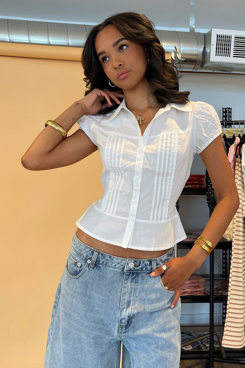 Alice White Button Up Tie Back Top