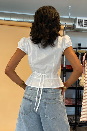 Alice White Button Up Tie Back Top