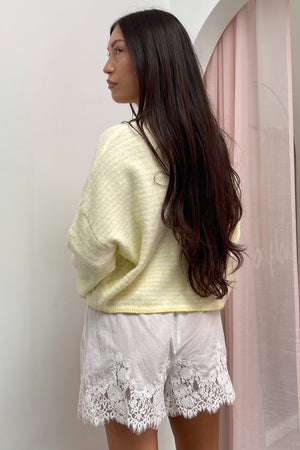 Harper White Cotton with Lace Applique Mini Shorts