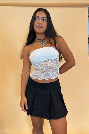 Sweet Disposition White Lace Crop Tube Top