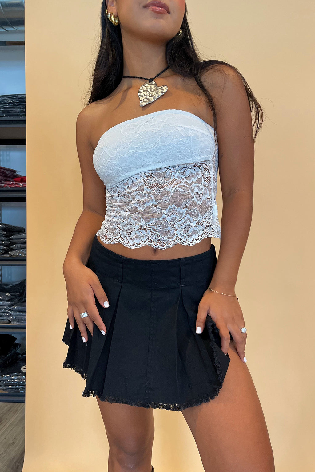 Sweet Disposition White Lace Crop Tube Top