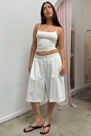Only One White Cotton Drawstring Jorts