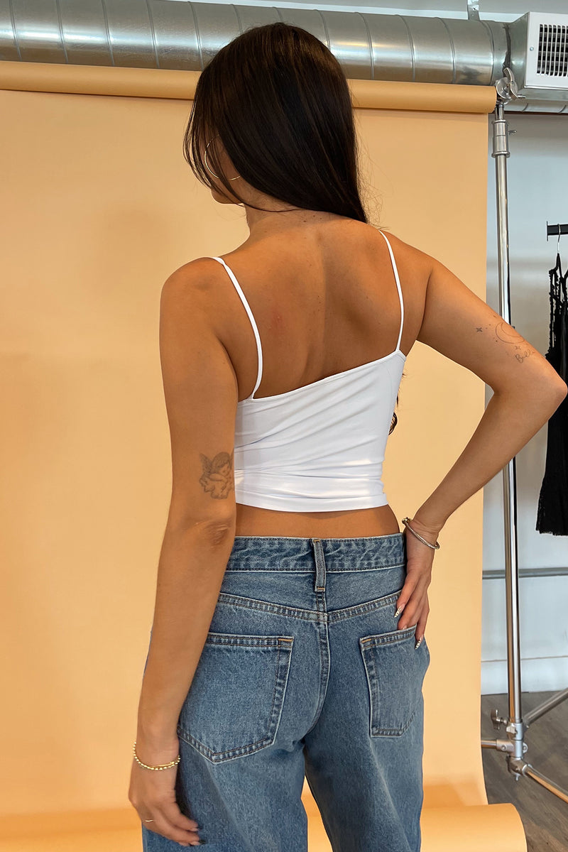 Essential White Basic Spaghetti Strap Tank