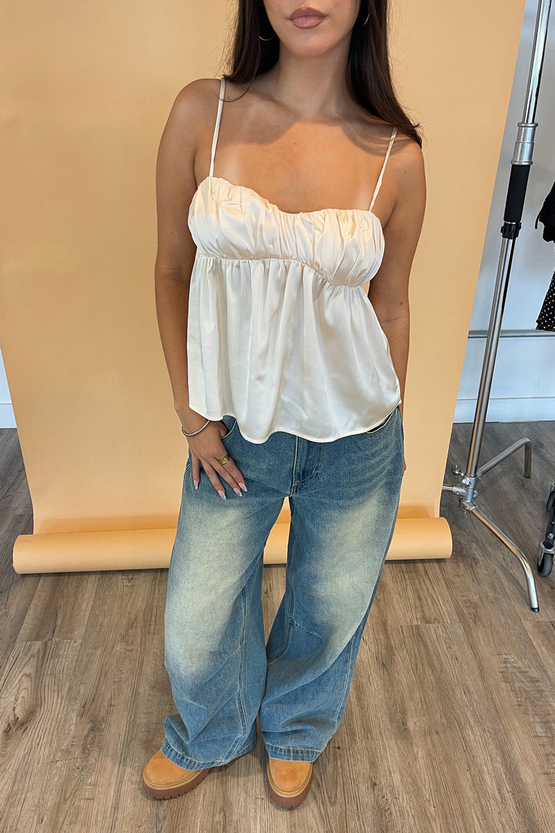 Perfect Pair Worn In Wash Wide Leg Denim Jeans