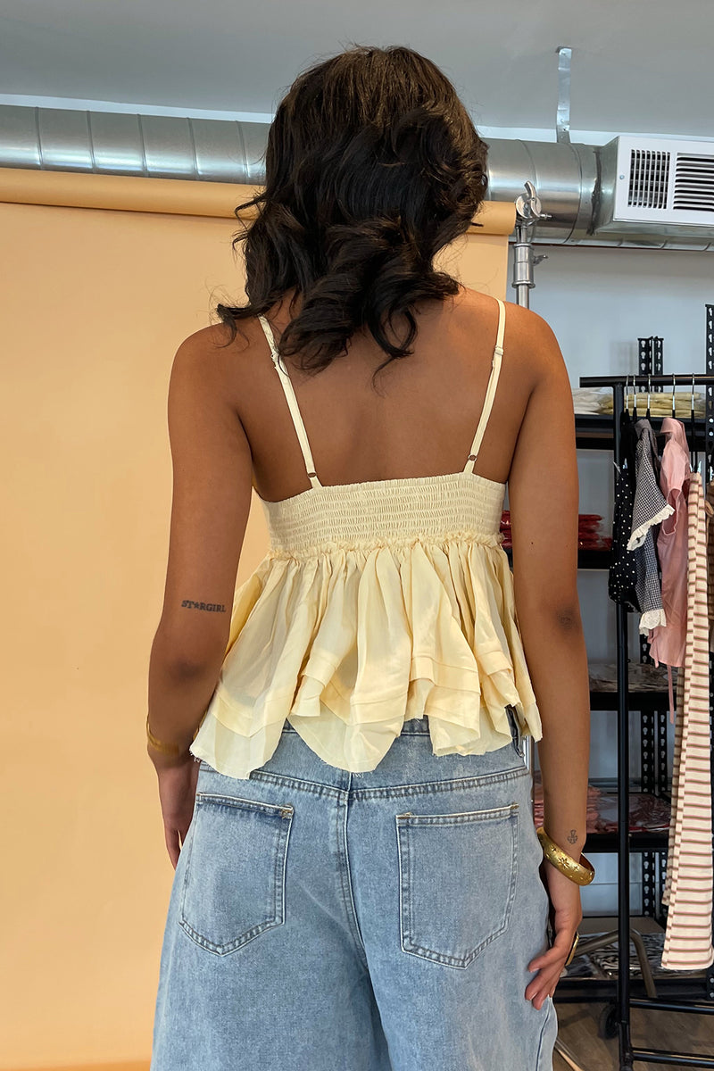 Birdie Yellow Tiered Boho Tank Top