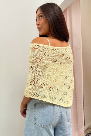 Fresh Flowers Yellow Floral Knit Poncho