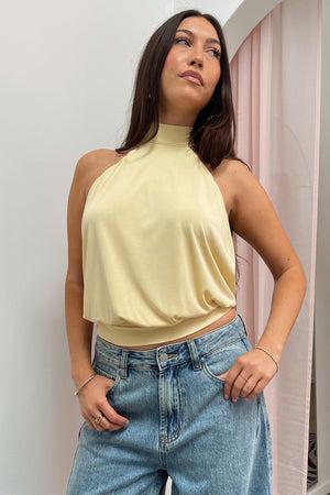 In the City Yellow Halter Tie Top