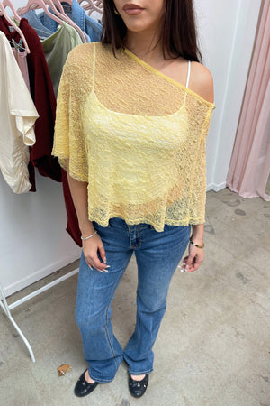Sunstruck Yellow Textured Lace Poncho