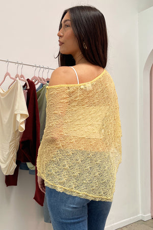 Sunstruck Yellow Textured Lace Poncho