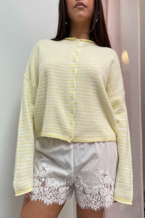 Blythe Butter Yellow Stripe Button Up Cardigan