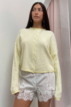 Blythe Butter Yellow Stripe Button Up Cardigan