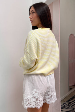Blythe Butter Yellow Stripe Button Up Cardigan