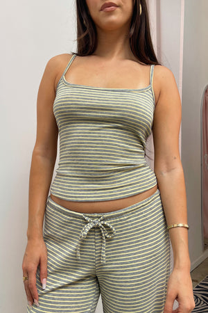 No Rush Grey with Yellow Stripe Tank Top
