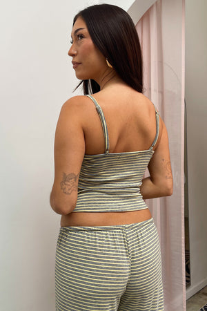 No Rush Grey with Yellow Stripe Tank Top