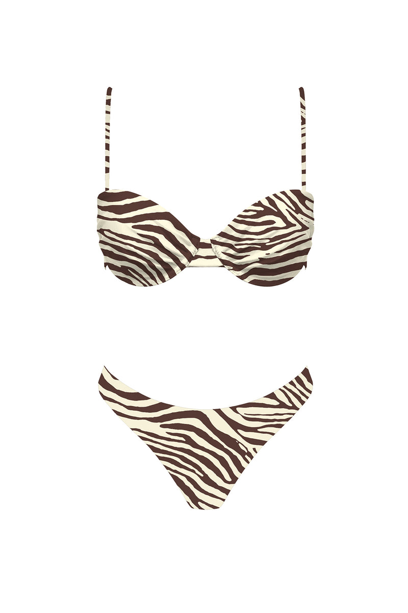 Natural Instinct Cream and Brown Zebra Print Bikini