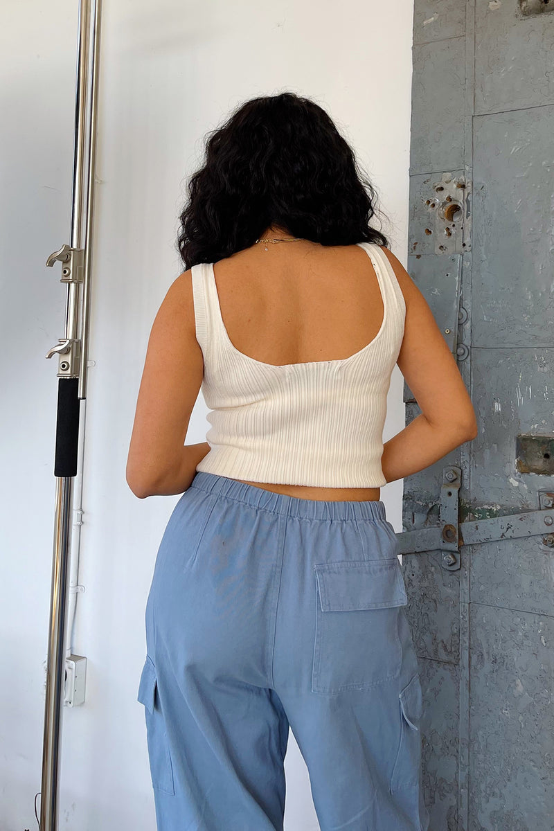 Fan Club Cream Knit Butterfly Tank