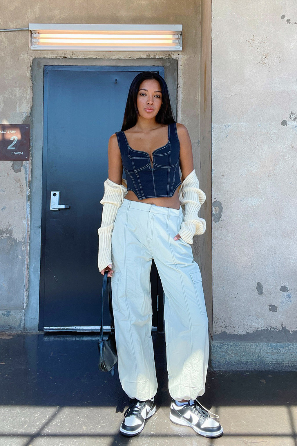 Outside the Lines Mist with Contrast Stitch Parachute Pants