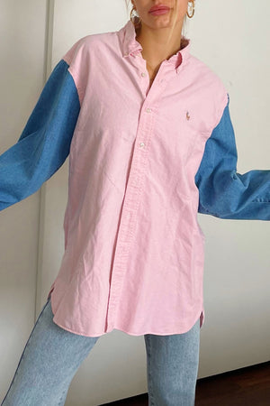 Dylan Pink and Denim Vintage Button Up Shirt