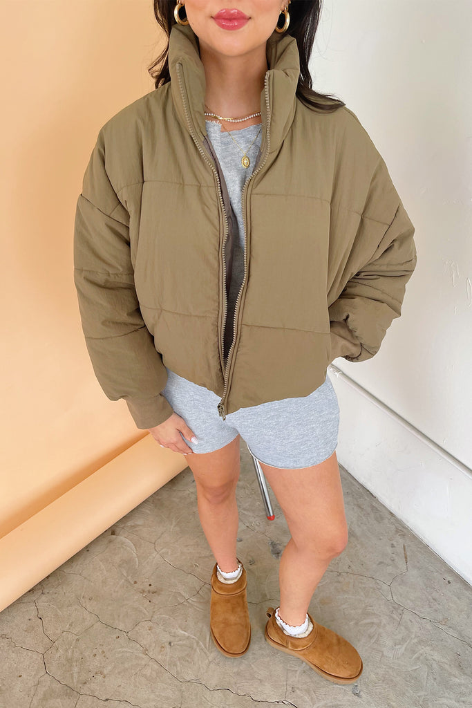Last Looks Moss Crop Puffer Jacket